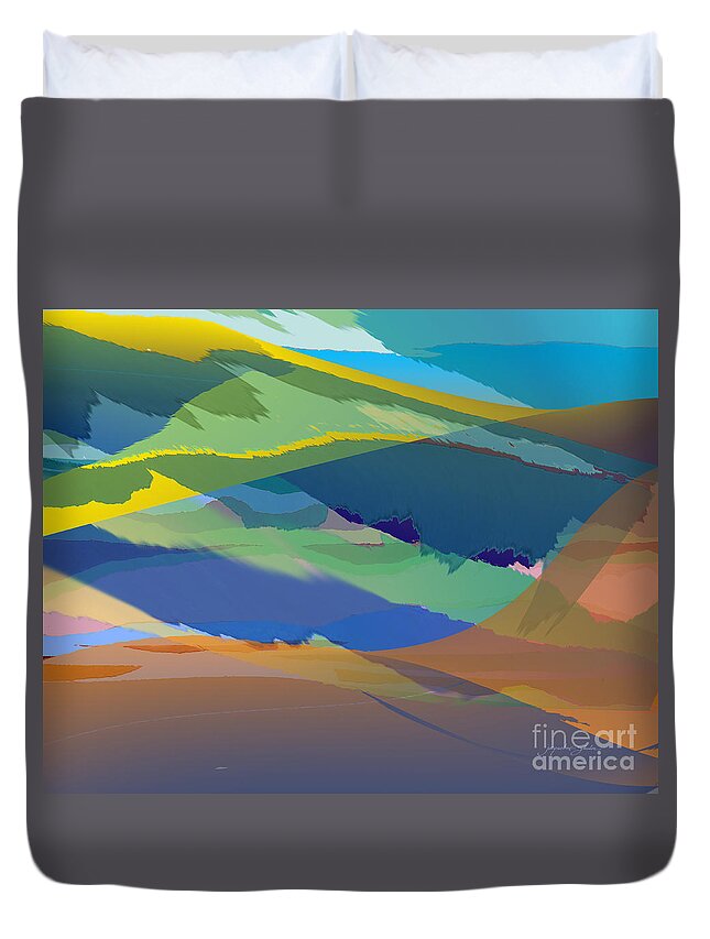  Landscape Duvet Cover featuring the digital art Rolling Hills Landscape by Jacqueline Shuler