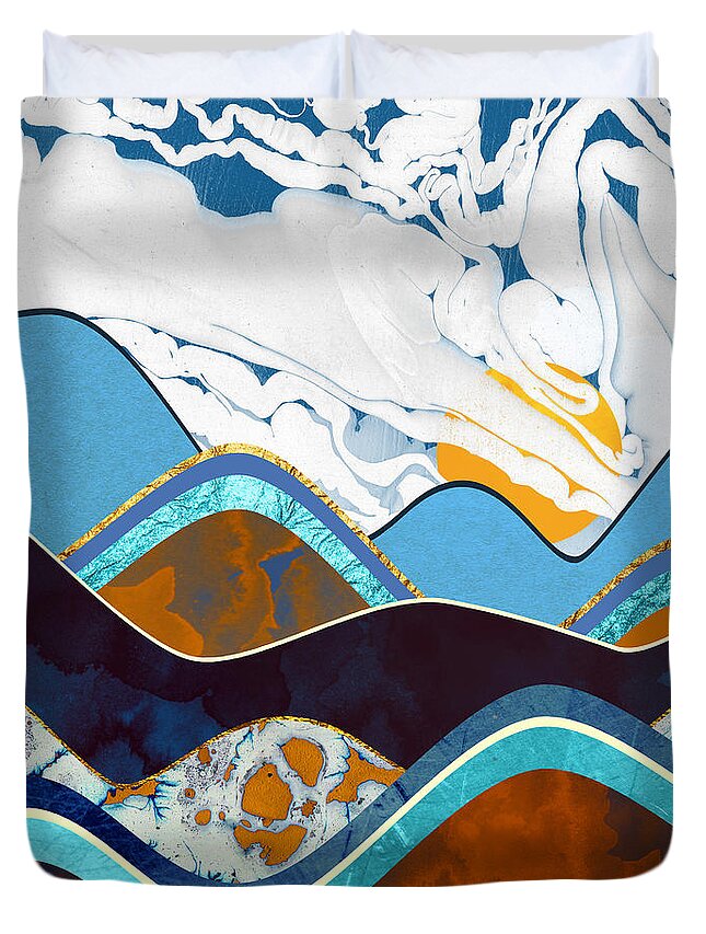 Hills Duvet Cover featuring the digital art Rolling Hills by Spacefrog Designs