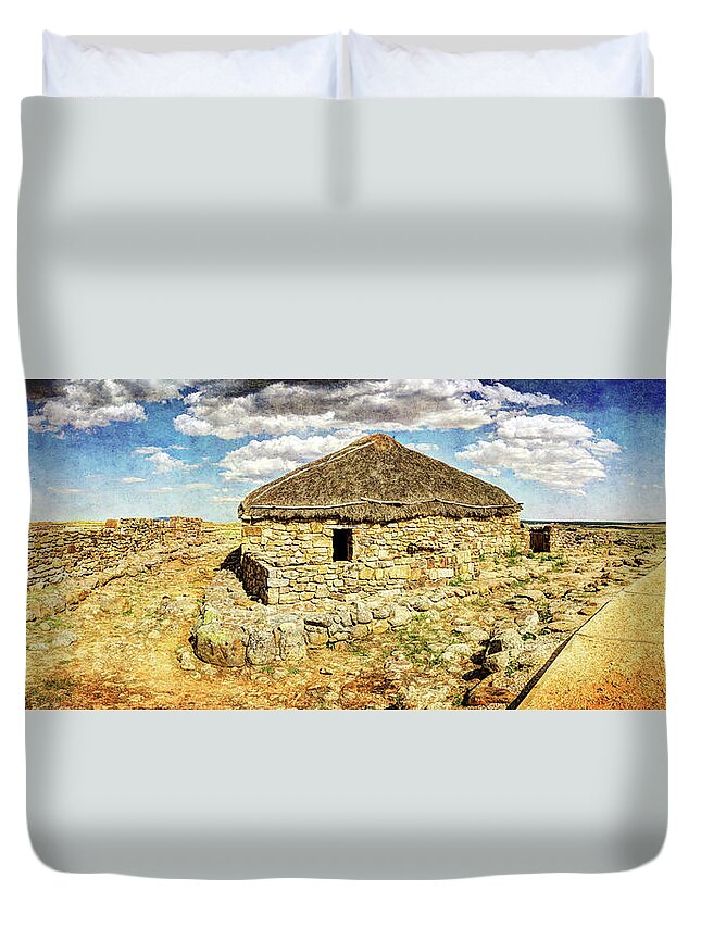 Roman Duvet Cover featuring the photograph Roman and Celtic houses in Numantia by Weston Westmoreland