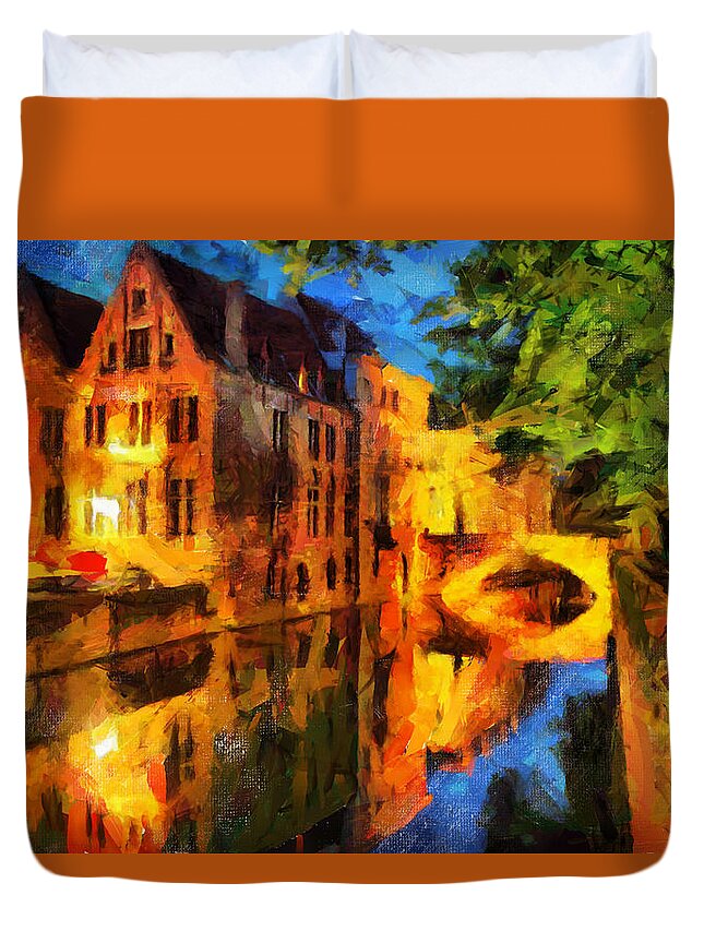 Travel Duvet Cover featuring the painting Romantique by Greg Collins