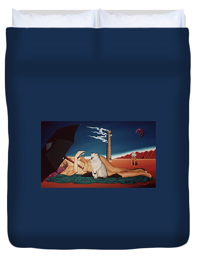  Duvet Cover featuring the painting Romeo's Nightmare by Paxton Mobley