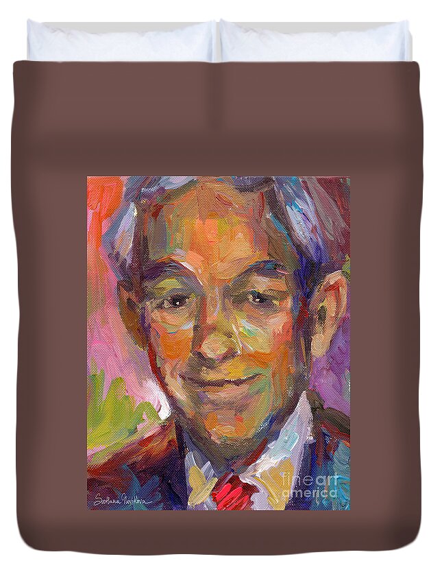 Ron Paul Painting Duvet Cover featuring the painting Ron Paul art impressionistic painting by Svetlana Novikova