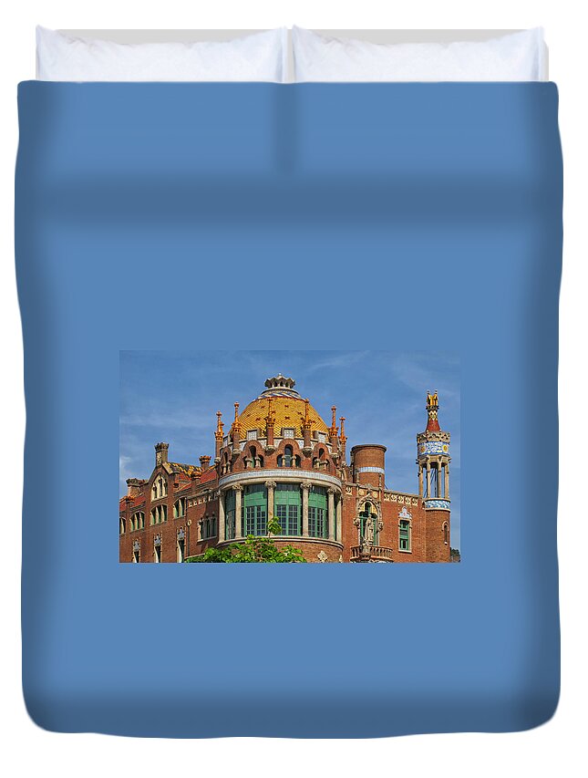 Barcelona Duvet Cover featuring the photograph Rooftops at Sant Pau Barcelona by Dave Mills