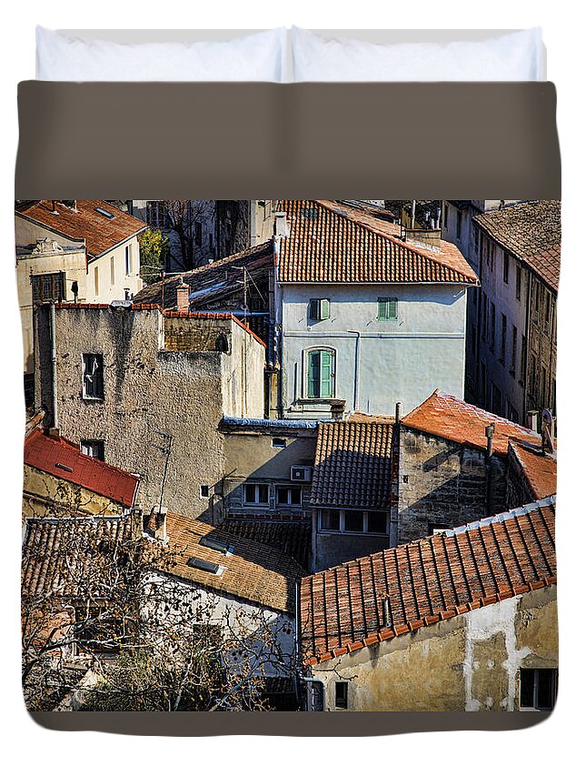 Tile Duvet Cover featuring the photograph Rooftops Avignon by Hugh Smith