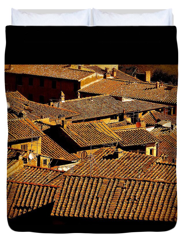 Tuscany Duvet Cover featuring the photograph Rooftops Of Tuscany by Ira Shander