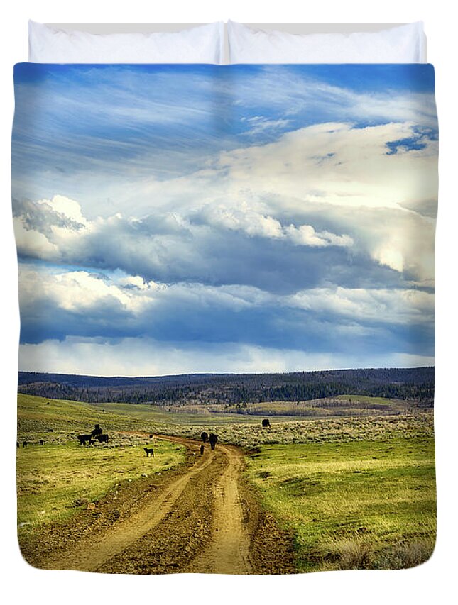 Ranch Duvet Cover featuring the photograph Room To Roam - Wyoming by Mountain Dreams