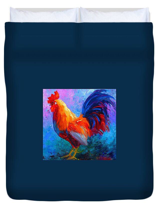 Rooster Duvet Cover featuring the painting Rooster Bob by Marion Rose