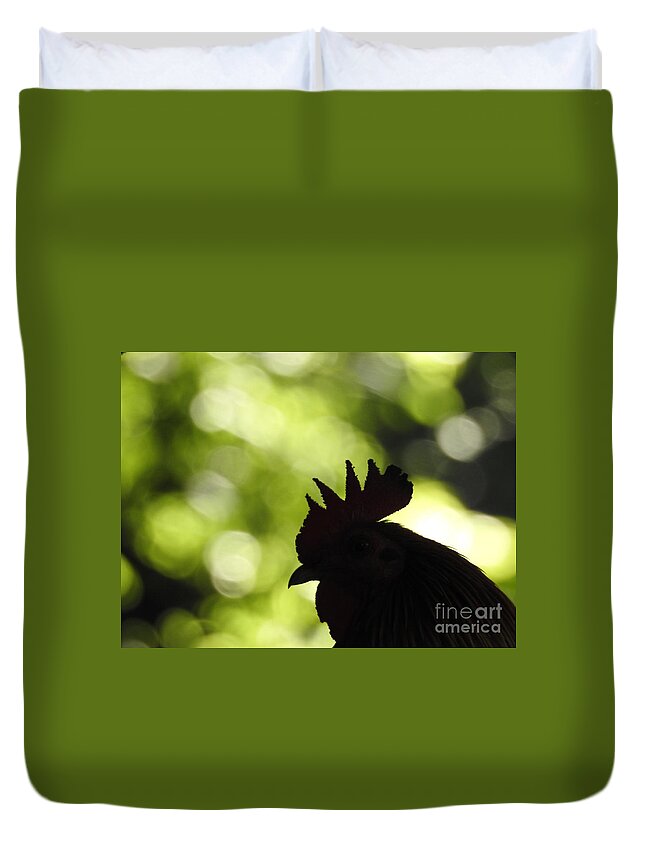Rooster Duvet Cover featuring the photograph Rooster Silhouette by Jan Gelders