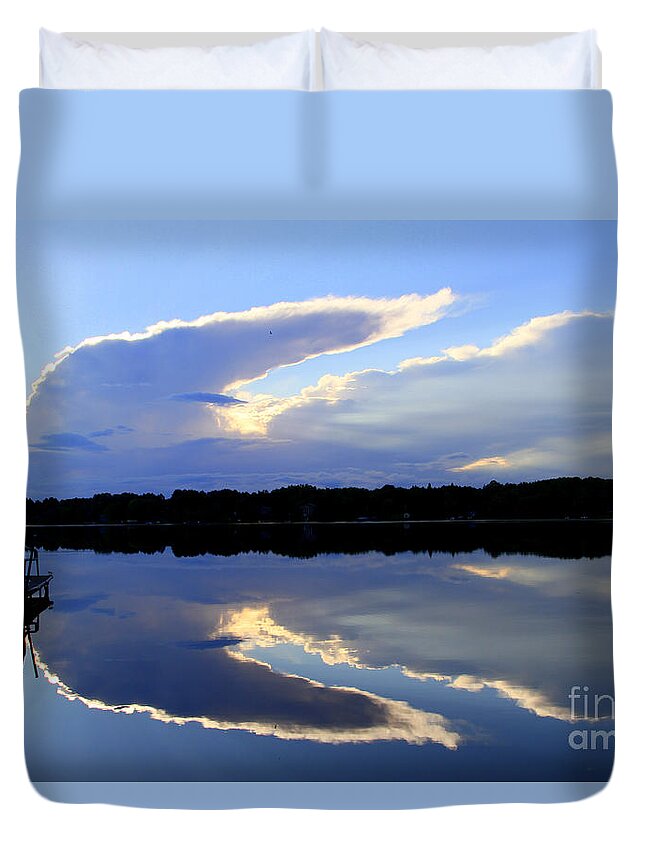 Sunset Duvet Cover featuring the photograph Rorschach reflection by Rick Rauzi