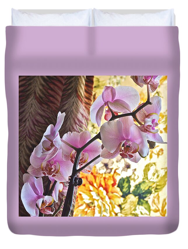 Orchids Duvet Cover featuring the photograph Rose Cottage Orchid by Janis Senungetuk