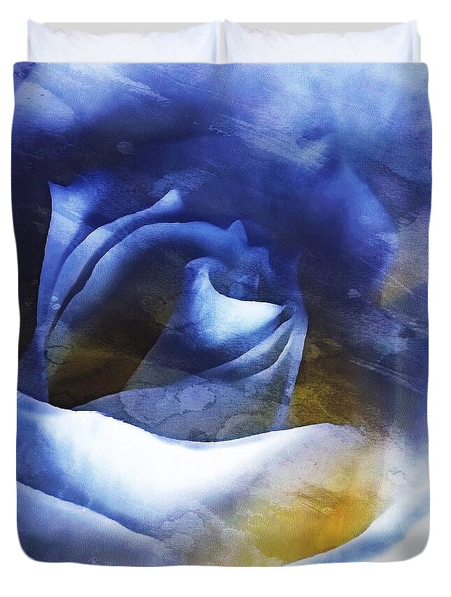 Blue Rose Duvet Cover featuring the photograph Rose - Daydreams - Dreamscape by Janine Riley