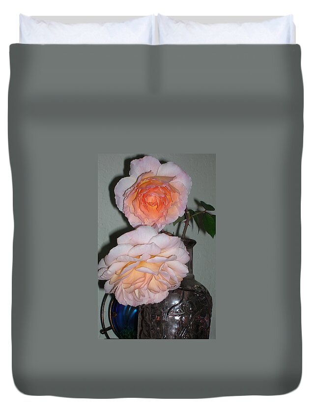 Rose Duvet Cover featuring the photograph Rose Duet by Carolyn Donnell