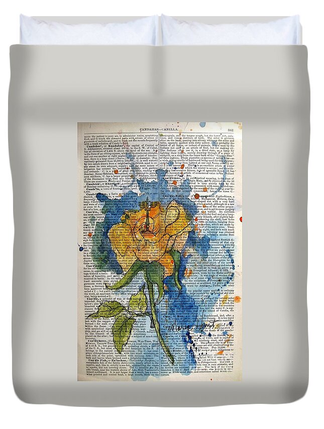 Floral Duvet Cover featuring the painting Rose in Abstract by Maria Hunt