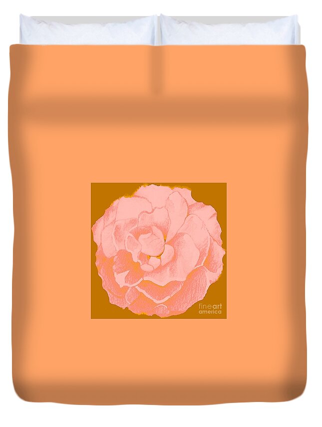 Pink Rose Duvet Cover featuring the digital art Rose In Soft Pink by Helena Tiainen