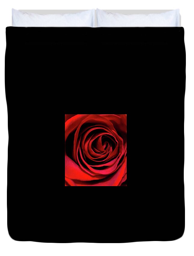 Red Duvet Cover featuring the photograph Rose of Love by Steph Gabler