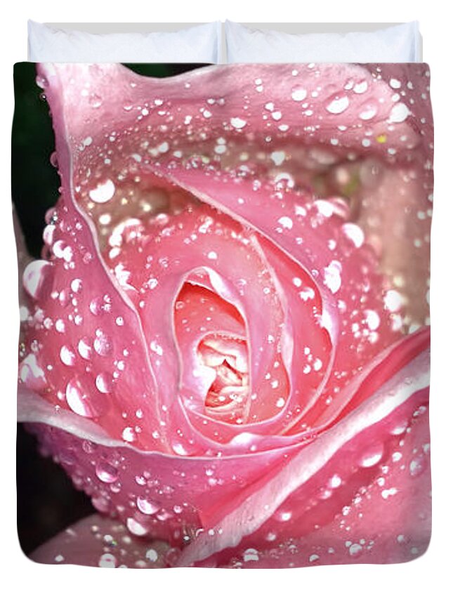 Landscape Duvet Cover featuring the photograph Rose of Pink Two by Morgan Carter