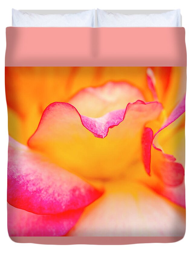 Valentine Duvet Cover featuring the photograph Rose Petal Curves by Teri Virbickis