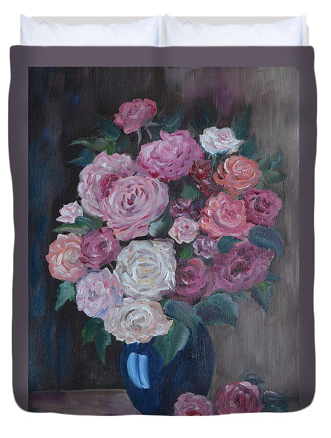 Painting Duvet Cover featuring the painting Rose roses by M B