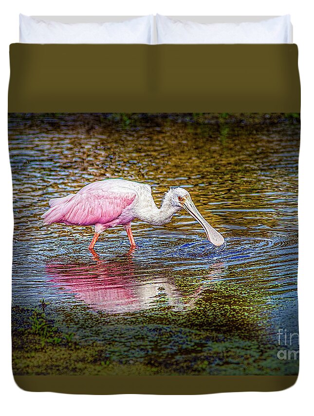 Photographs Duvet Cover featuring the photograph Roseate Spoonbill by Felix Lai