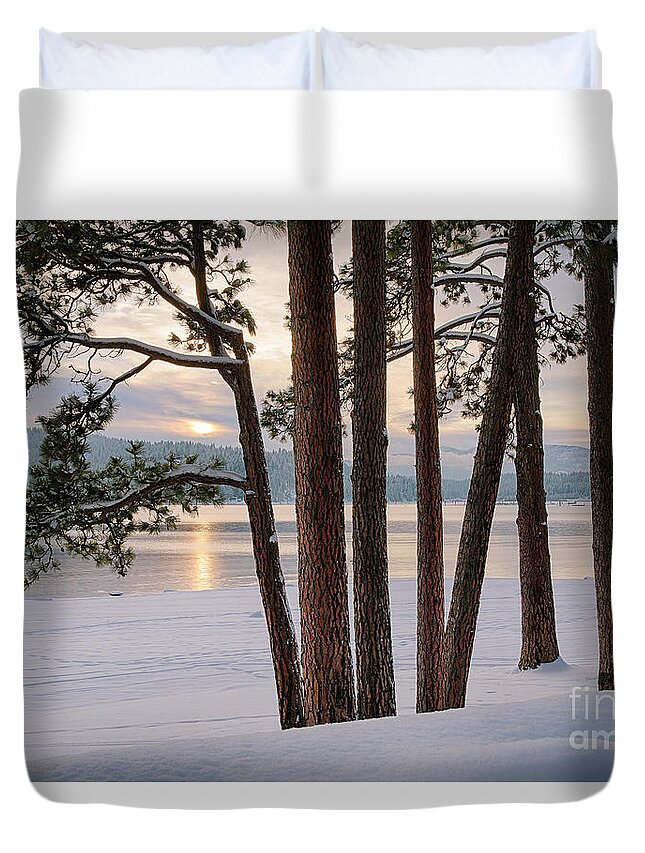 Coeur D'alene. Duvet Cover featuring the photograph Rosenberry Sunset by Idaho Scenic Images Linda Lantzy