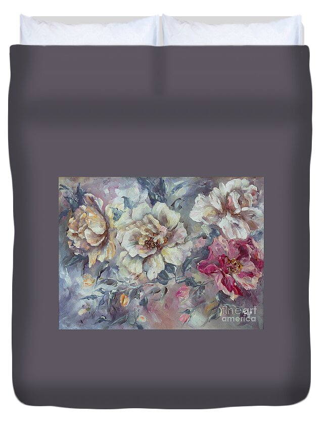 Roses Duvet Cover featuring the painting Roses from a Friend by Ryn Shell