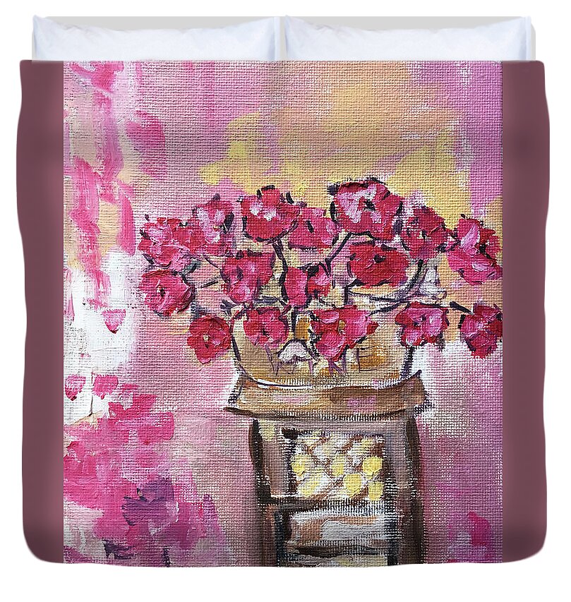 Roses In A Wine Bucket Duvet Cover For Sale By Roxy Rich King