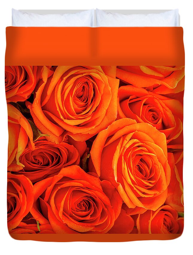 Valentine Duvet Cover featuring the photograph Roses in Orange by Teri Virbickis