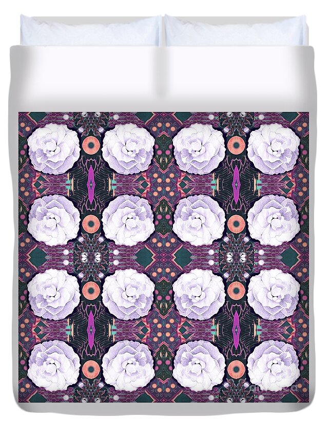 Roses Duvet Cover featuring the digital art Roses In Purple And Lavender by Helena Tiainen