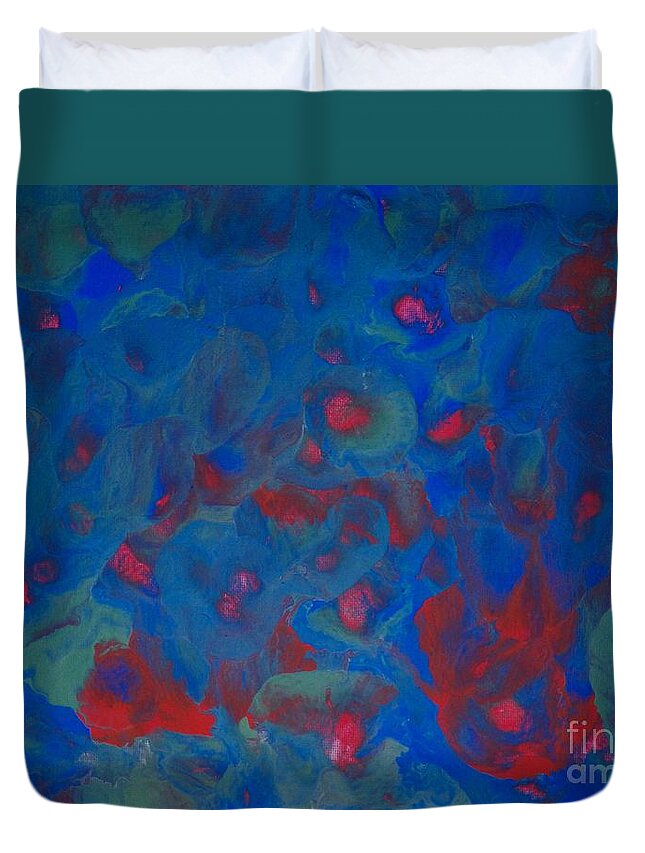Abstract Duvet Cover featuring the painting Roses of the Sea by Corinne Elizabeth Cowherd
