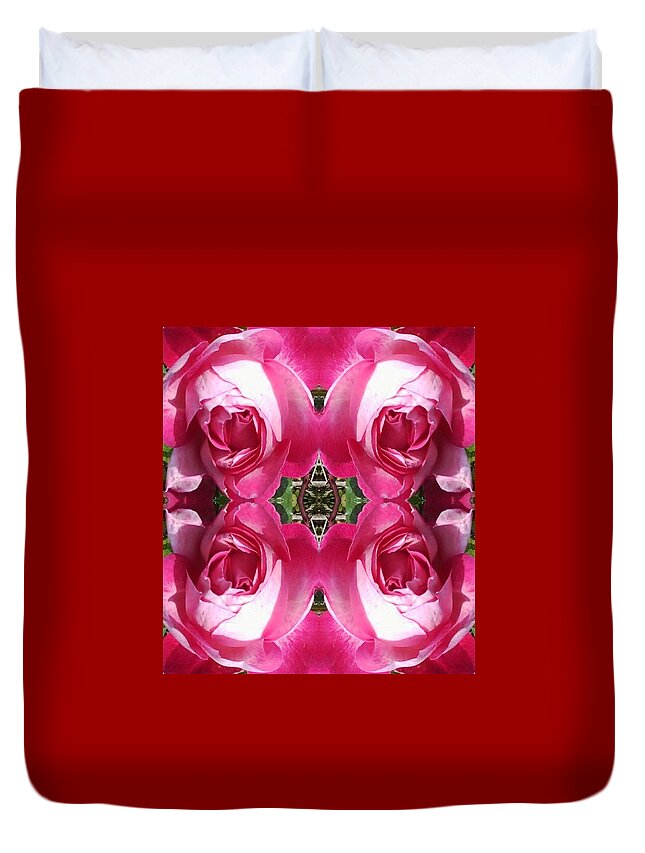 Rose Duvet Cover featuring the photograph Roses with Thorn Photo Fractal by Julia Woodman