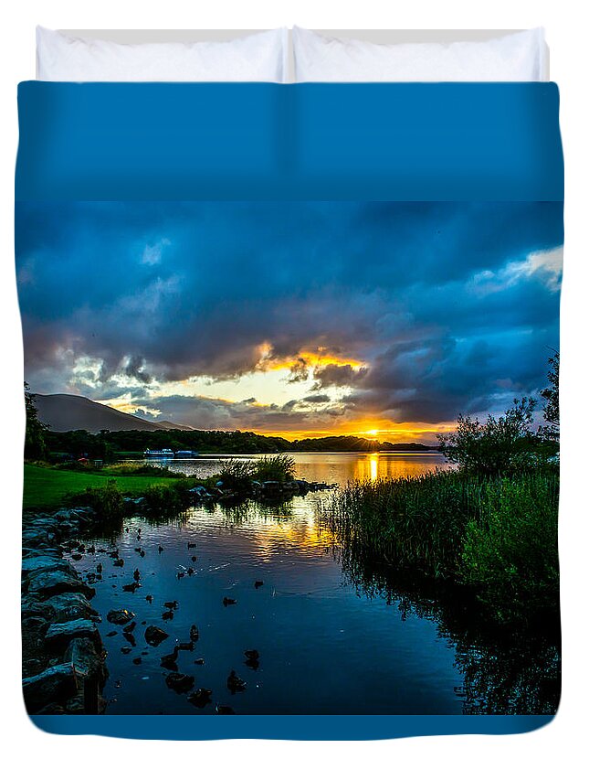 Ireland Duvet Cover featuring the photograph Ross Castle at Lough Leane in Ireland by Andreas Berthold