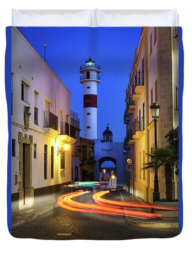 Andalucia Duvet Cover featuring the photograph Rota Lighthouse Cadiz Spain by Pablo Avanzini