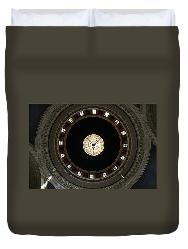 Wv Duvet Cover featuring the photograph Rotunda Chandelier - WV State Capitol Building by SC Shank