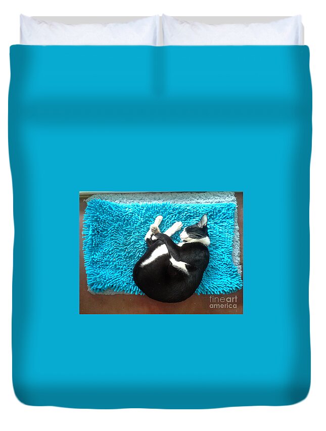 Cat Duvet Cover featuring the photograph Round Of A Cat by Sukalya Chearanantana