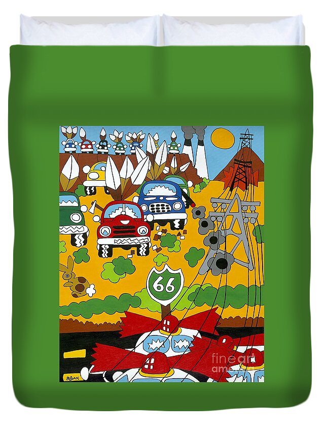 Desert Duvet Cover featuring the painting Route 66 by Rojax Art