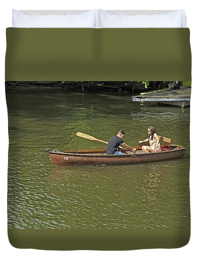Britain Duvet Cover featuring the photograph Rowing In Boat 18 - Stratford-upon-Avon by Rod Johnson