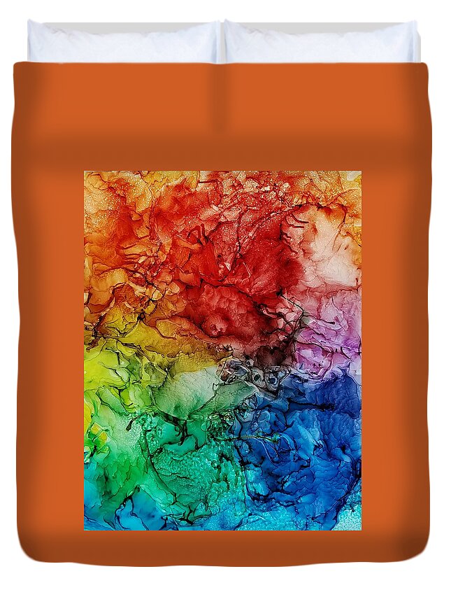 Abstract Duvet Cover featuring the painting ROY G. BIV combo by Gerry Smith
