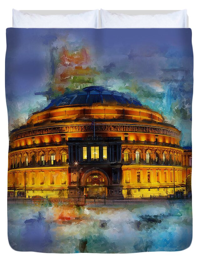 Royal Albert Hall Duvet Cover featuring the painting Royal Albert Hall by Gull G
