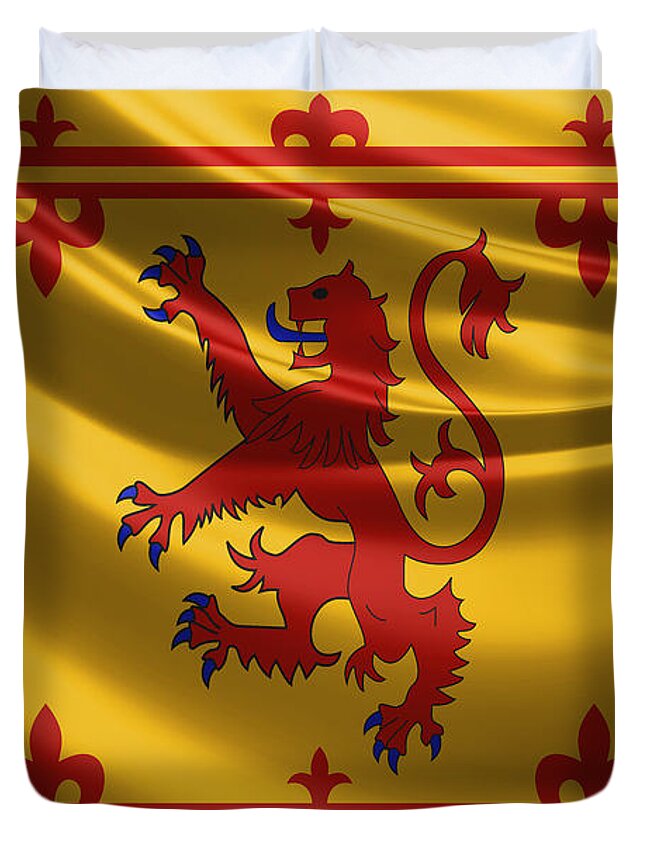 'royal Collection' By Serge Averbukh Duvet Cover featuring the digital art Royal Banner of the Royal Arms of Scotland by Serge Averbukh