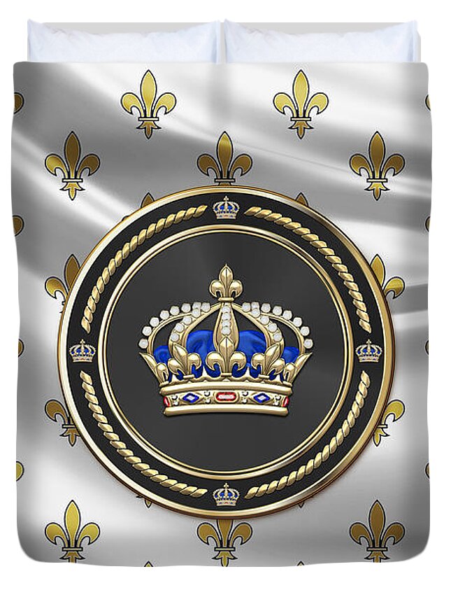 'royal Collection' By Serge Averbukh Duvet Cover featuring the digital art Royal Crown of France over Royal Standard by Serge Averbukh