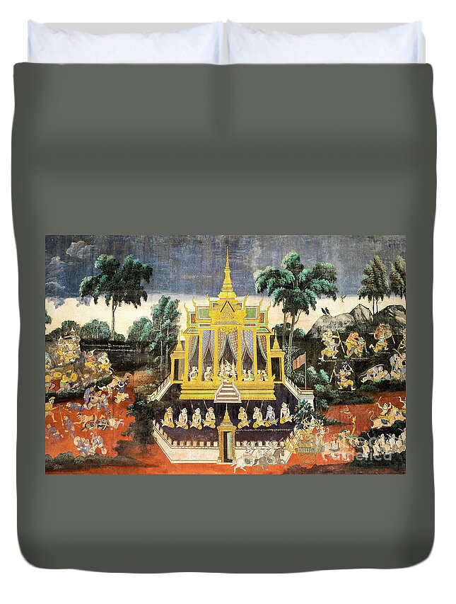 Cambodia Duvet Cover featuring the photograph Royal Palace Ramayana 10 by Rick Piper Photography
