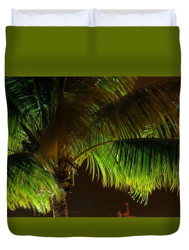 Color Image Duvet Cover featuring the photograph Royal Palm Night Out by Brian Green