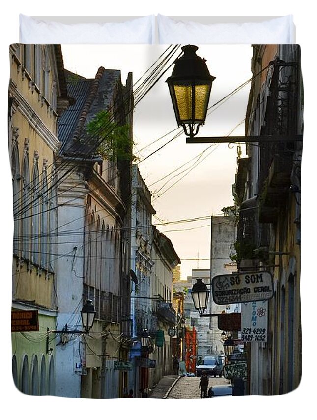 Alley Duvet Cover featuring the photograph Alley at Dusk - Bahia, Brazil by Carlos Alkmin