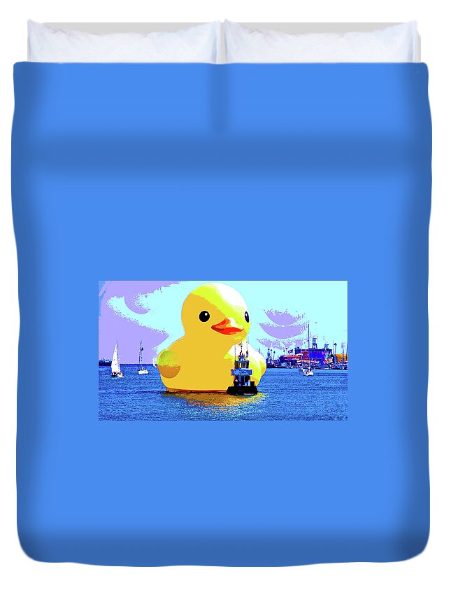 Duck Duvet Cover featuring the photograph Rubber Ducky Comes To Town by Joseph Hollingsworth