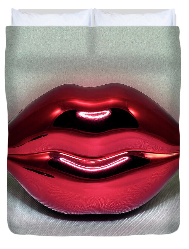 Lips Duvet Cover featuring the digital art Ruby Lips by Anthony Ellis