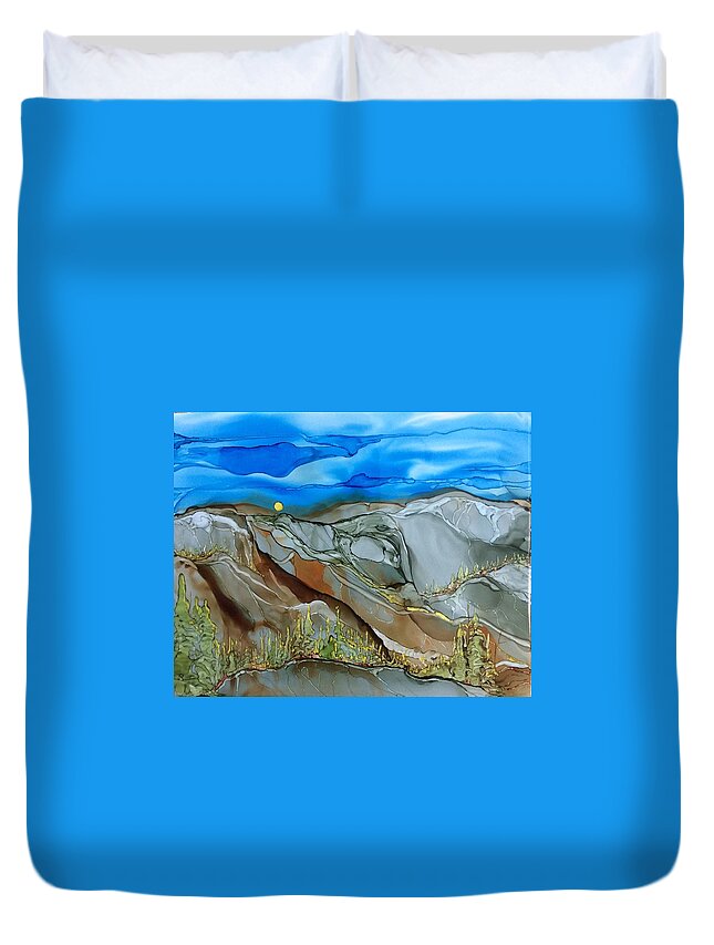 Landscape Duvet Cover featuring the painting Rugged by Pat Purdy