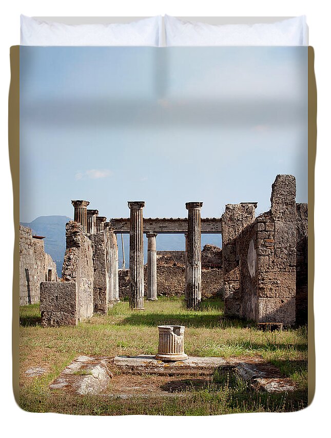 Pompeii Bulding Duvet Cover featuring the photograph Ruins of Pompeii by Ivete Basso Photography