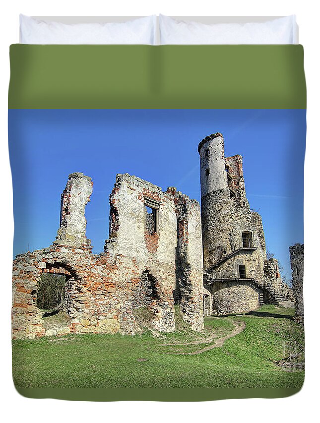 Ruins Duvet Cover featuring the photograph Ruins of Zviretice castle by Michal Boubin