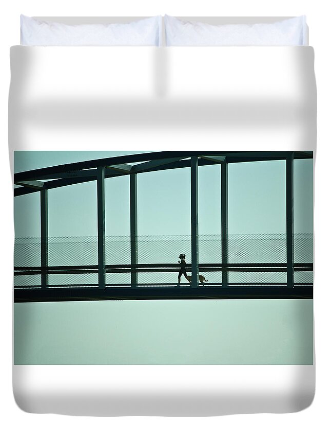 Dog Duvet Cover featuring the photograph Running on Air by Joni Eskridge