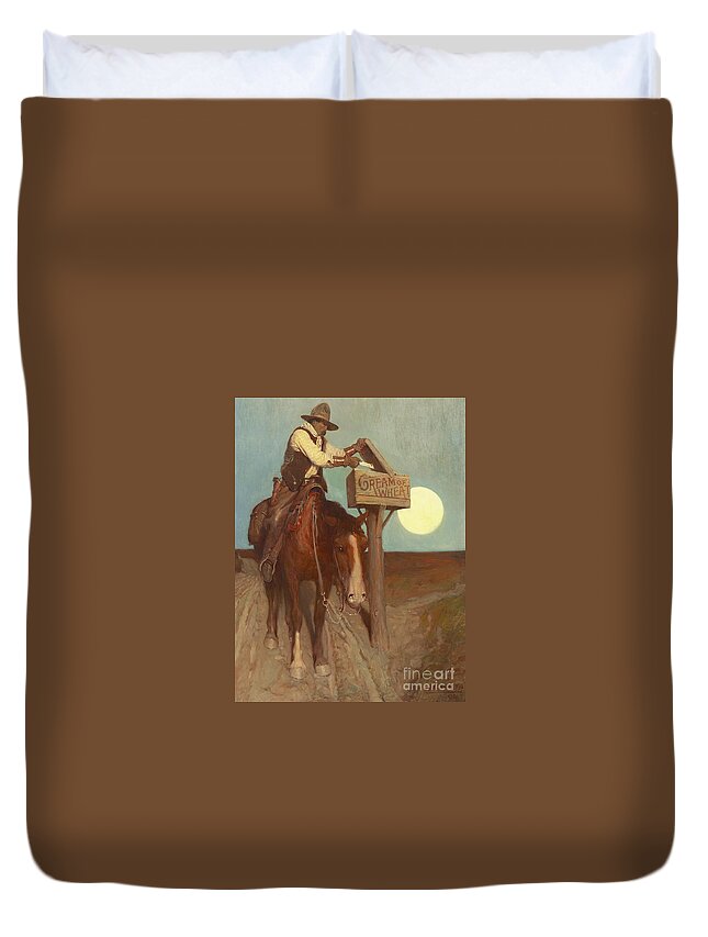 Moon Duvet Cover featuring the painting Rural Delivery by Newell Convers Wyeth
